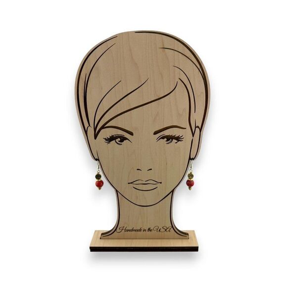 Red Imperial Jasper Earrings Sea Sediment Gemstones Gold Plated Earwires - Picture 3 of 9